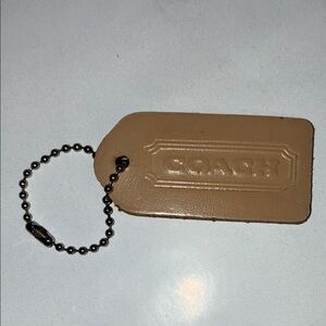 Vintage Coach Beige Leather Key Chain Bag Tag